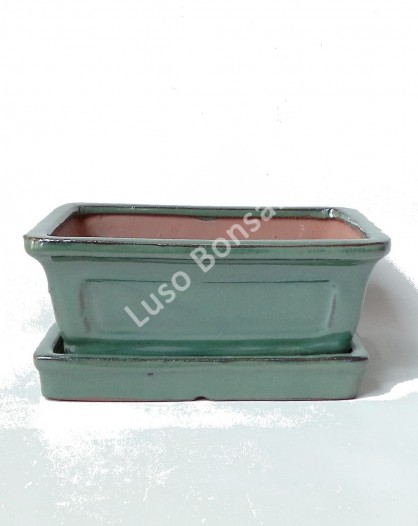 Vaso Rectangular + Prato 15*12,5*5,5 cm Verde