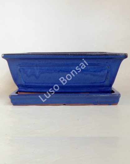 Vaso Rectangular + Prato 15*12,5*5,5 cm Azul