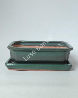Vaso Rectangular + Prato 16*12,5*5 cm Verde