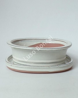 Vaso Oval + Prato 15,5*12*4,5 cm Creme