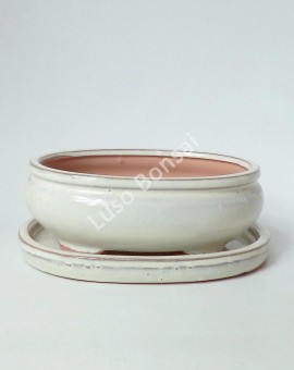 Vaso Oval + Prato 30,5*25*9 cm Creme