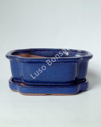 Vaso + Prato Oval 15.5x12x5.5 cm - Azul