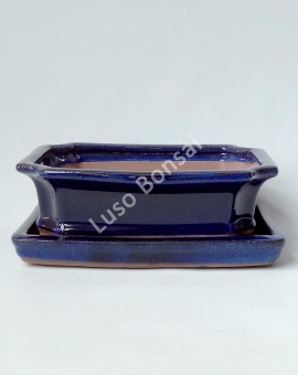 Vaso + Prato Rectangular 25x19x7,5 cm - Azul