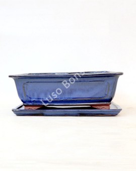 Vaso Rectangular+ Prato 32,5x25,5x11 cm Azul