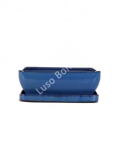 Vaso Rectangular + Prato 30,5*24,5*10 cm Azul