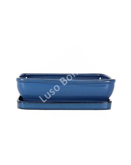 Vaso Rectangular + Prato 20*15*5,5 cm Azul