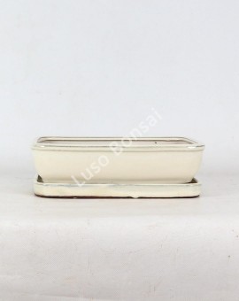 Vaso Rectangular + Prato 25*19,5*6,5 cm Creme