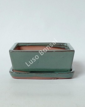 Vaso Rectangular + Prato 20*15*7,5 cm Verde