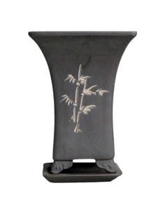Vaso di Bonsai Cascata Quadrato + Piatto 16*16*21 cm Senza Smalto - Yixing