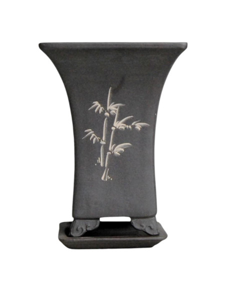 Vaso di Bonsai Cascata Quadrato + Piatto 16*16*21 cm Senza Smalto - Yixing