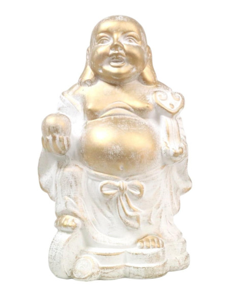 Grand Bouddha Céramique "Happy" - Doré - 31*19*14 cm