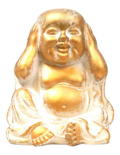 Piccolo Buddha in Ceramica "No Hear" - Dorato - 18*14*12 cm