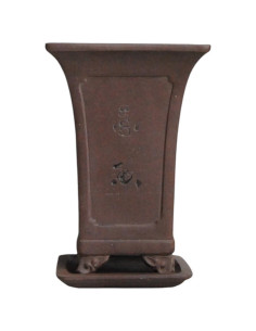 Vaso de Bonsai Cascata + Prato 15,5*15,5*20,5 cm Sem Esmalte - Yixing