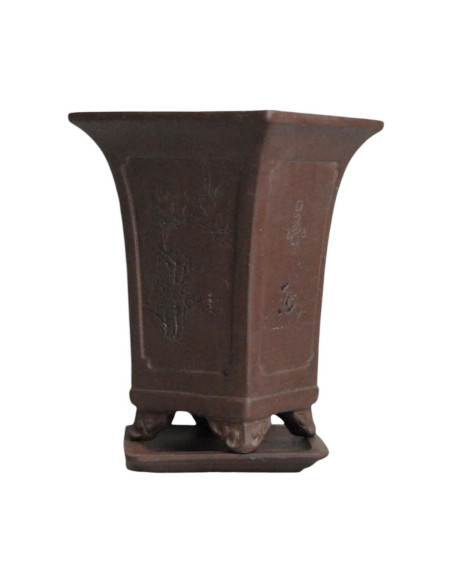 Vaso da Bonsai Cascata + Piatto 15,5*15,5*20,5 cm Senza Smalto - Yixing