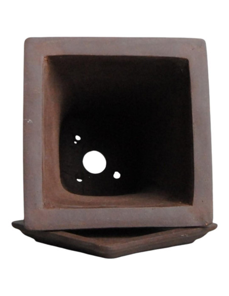 Vaso da Bonsai Cascata + Piatto 15,5*15,5*20,5 cm Senza Smalto - Yixing