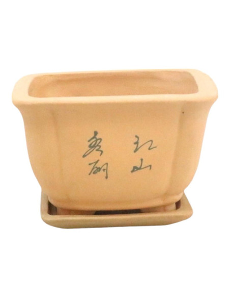 Vaso di Bonsai Cascata Quadrato + Piatto 13,5*13,5*11 Senza Smalto - Yixing