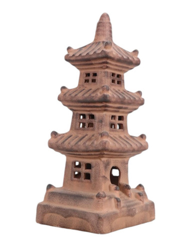 Pagode Triplo Cerâmico XL - Castanho - 50*19*19 cm