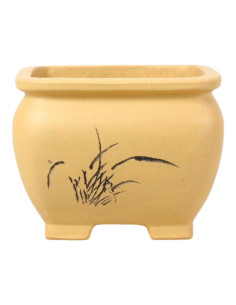 Vaso di Bonsai Quadrato 11*9 cm con Disegni Senza Smalto – Yixing