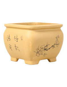 Vaso di Bonsai Quadrato 11*9 cm con Disegni Senza Smalto – Yixing 2