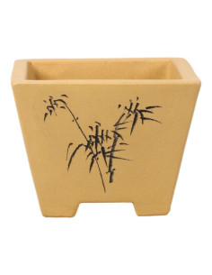 Square Bonsai Pot 13*10 cm with Designs Without Glaze – Yixing