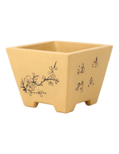 Vaso de Bonsai Quadrado 13*10 cm c/ Desenhos Sem Esmalte – Yixing 2