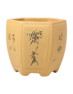 Bonsai-Kaskaden-Topf 12*11*11 cm mit Zeichnungen ohne Glasur – Yixing 2