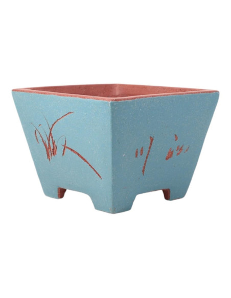 Vaso di Bonsai Quadrato 28*19 cm con Disegni Senza Smalto – Yixing