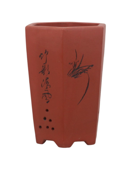 Vaso de Bonsai Cascata 15*14*21 cm c/ Desenhos Sem Esmalte – Yixing