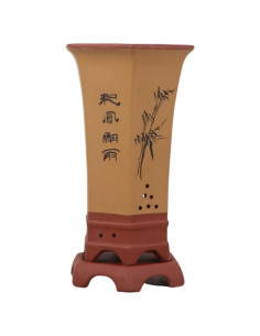Vaso de Bonsai Cascata + Prato 20*17*30 cm c/ Desenhos Sem Esmalte – Yixing