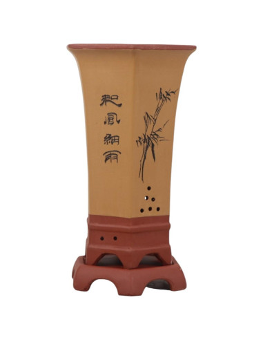 Vaso di Bonsai Cascata + Prato 20*17*30 cm con Disegni Senza Esmalte – Yixing