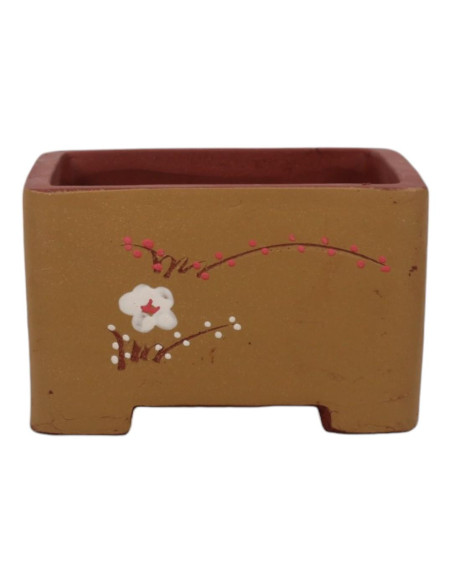 Vaso di Bonsai Quadrato 19,5*12 cm con Disegni Senza Smalto – Yixing