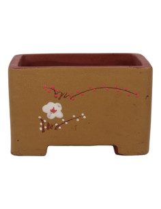 Pot de Bonsai Square 25*15 cm with Designs Without Glazed - Yixing