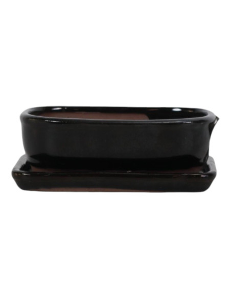 Pot de Bonsai Rectangulaire + Assiette 15,5*11*5,5 cm Noir - Yixing
