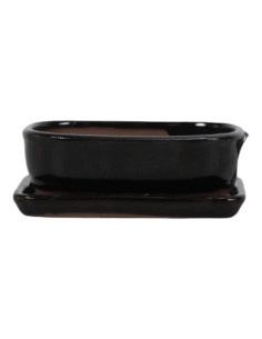 Vaso di Bonsai Rettangolare + Piatto 20*14*6 cm Nero - Yixing