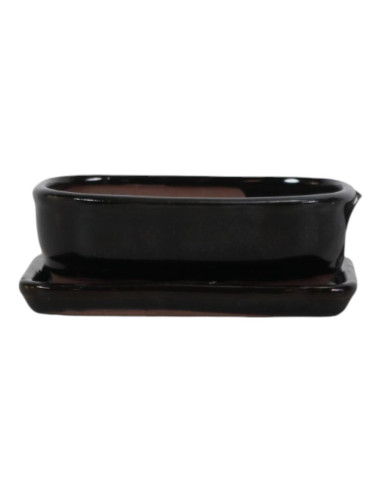 Rectangular Bonsai Pot + Saucer 20*14*6 cm Black - Yixing