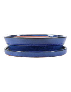 Vaso di Bonsai Ovale + Piatto 41,5*32*9,5 cm Blu - Yixing