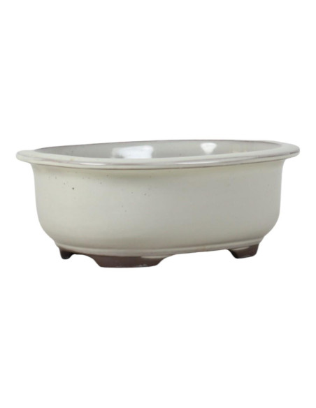 Ovaler Bonsai-Topf 17,5*14,5*6,5 cm Creme - Japan