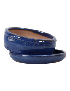 Runder Bonsai-Topf + Untersetzer 31*9 cm Blau - Yixing 2