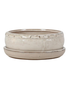 Vaso di Bonsai Rotondo + Piatto 25*8,5 cm Crema - Yixing