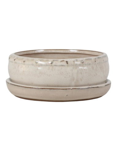Vaso di Bonsai Rotondo + Piatto 25*8,5 cm Crema - Yixing