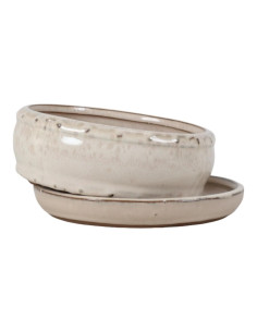 Pot de Bonsai Rond + Assiette 25*8,5 cm Crème - Yixing 2