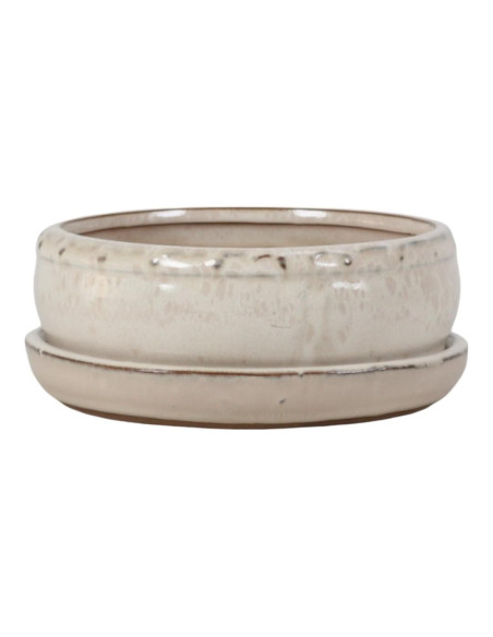 Vaso de Bonsai Redondo + Prato 31*9 cm Creme - Yixing