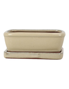 Vaso di Bonsai Rettangolare + Prato 15*12*5,5 cm Crema - Yixing