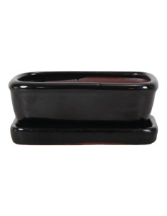 Rechteckiger Bonsai-Blumentopf + Untersetzer 15*12*5,5 cm Schwarz - Yixing