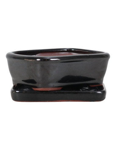 Rechteckiger Bonsai-Blumentopf + Untersetzer 15*12*5,5 cm Schwarz - Yixing