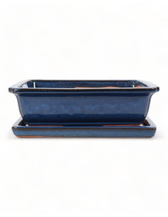 Pot de Bonsai Rectangulaire + Plateau 35*27*10 cm Bleu - Yixing