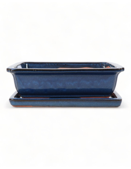 Vaso per Bonsai Rettangolare + Piatto 35*27*10 cm Blu - Yixing
