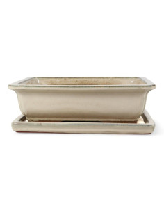 Vaso di Bonsai Rettangolare + Piatto 35*27*10 cm Crema - Yixing