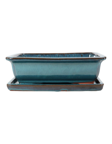 Vaso di Bonsai Rettangolare + Piatto 35*27*10 cm Verde - Yixing
