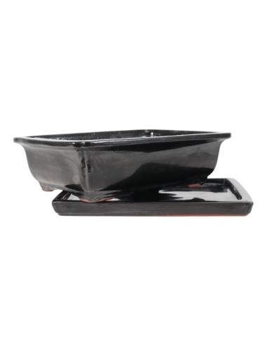 Vaso di Bonsai Rettangolare + Prato 35*27*10 cm Nero - Yixing